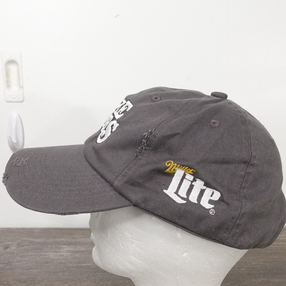 Luke Combs Miller Lite Hat Cap Strap Back One Size Gray Distressed Dad Mens - Picture 6 of 11
